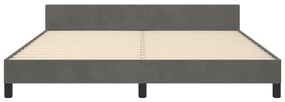 Cadru de pat cu tablie, gri inchis, 160x200 cm, catifea Morke gra, 160 x 200 cm, Cu blocuri patrate