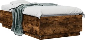 vidaXL Cadru de pat, stejar fumuriu, 75x190 cm, lemn prelucrat