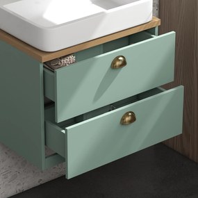 kleankin Set de mobilier pentru baie cu rafturi reglabile 2 sertare design scandinav verde | Aosom Romania