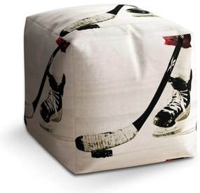 Taburet Cube hochei pe gheață, alb