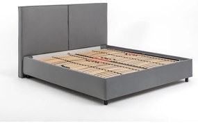 Pat matrimonial gri tapițat cu spațiu de depozitare cu somieră 160x200 cm Myra Bold – Bonami Selection