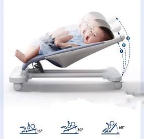 Balansoar pentru Bebeluși cu Pedale Muzicale, Tavă Detașabilă și Roți 360⁰ - Premium Baby BLC-28-albastru