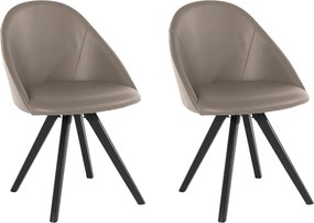 Set 2 scaune LOTOS taupe 57/59/85 cm, piele naturala
