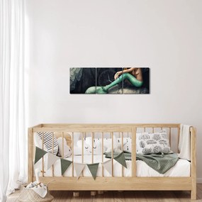 Tablou - Sirena pe stâncă (cu ceas) (90x30 cm)