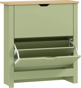 HOMCOM Dulap pentru încălțăminte 12 perechi, dulap îngust cu 2 sertare rabatabile și rafturi reglabile, verde | Aosom Romania
