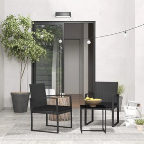 Outsunny Set de cafea din ratan PP din 3 piese cu perne, Mobilier bistro pentru exterior cu fotolii cu efect de ratan | Aosom Romania