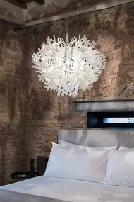 Lustra design Art Deco unicat realizata manual Fiorella M alb