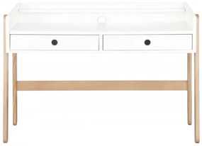 Birou copii din MDF/pin alb cu 2 sertare, 110x55x75 cm