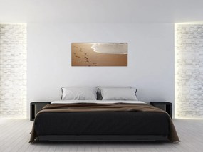 Tablou - urme în nisip și mare (120x50 cm)