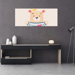 Tablou - Teddy ursuleț cu coroană (120x50 cm)