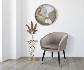 Masuta auxiliara carrara alb/aurie din metal si MDF, ∅ 38 cm, Spiral Mauro Ferretti