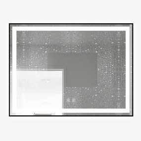 Oglindă LED Dreptunghiulară (80x60 cm), 3 Moduri Iluminare (Lumină Rece, Naturală, Caldă), Intensitate Reglabilă, Funcție Dezaburire, Ramă Aluminiu, Control Tactil (Touch)