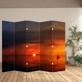 Paravan - Apus de soare cu barca (210x170 cm)