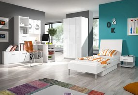 Supermobel Pat pentru copii RAJ P1, 90x200, alb/alb luciu