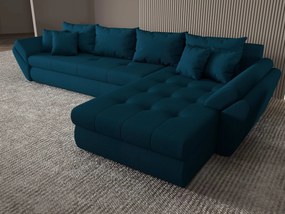 Colțar extensibil dumonde cu ladă de depozitare si sezut confortabil din spuma high-density, Loana XL Enjoy Petrol II 335x185 cm