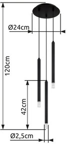 Lustra suspendata design minimalist BLAKE 3L negru