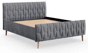 Pat FLORA 180x200 cm, tapițat, gri, fără saltea