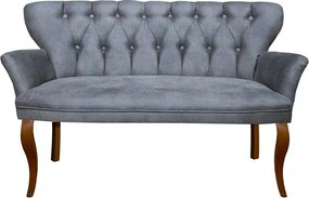 Canapea 2 locuri Cafe cu cotiera culoare gri si picioare din lemn