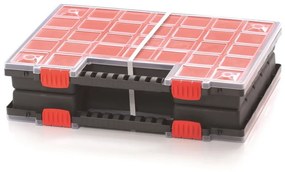 Organizator cu două case 39,9 × 30,3 × 10 cm, cutii, roșu