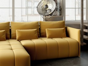 Colțar extensibil dumonde cu ladă de depozitare si sezut confortabil din spuma high-density, Malta Royal Muștar 235x185 cm