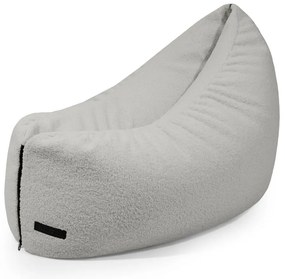 Fotoliu puf pentru copii gri deschis cu tapițerie din țesătură bouclé Clip Clap 90 – SLOWDOWN