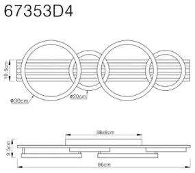 Plafonieră LED Globo 67353D4 TISHA LED/30W/230V 3000K 30x86 cm