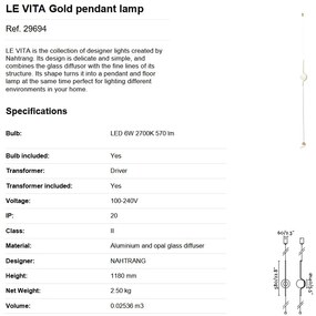 Lampa LED podea/tavan design modern deosebit LE VITA LED Gold 29694