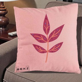 Perna Decorativa Ramura Botanica Mov, 40x40 cm, Roz, Husa Detasabila, Perna Inclusa, BEKZ®