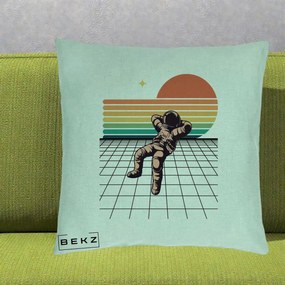 Perna Decorativa Astronaut Retro Space, 40x40 cm, Verde Menta, Husa Detasabila, Perna Inclusa, BEKZ®