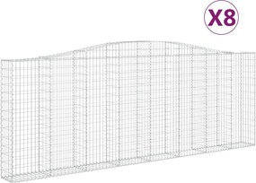 vidaXL Coșuri gabion arcuite 8 buc, 400x30x140/160 cm, fier galvanizat