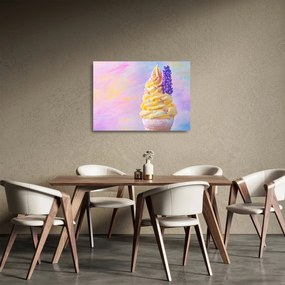 Tablou pe sticlă - Înghețată cu lavandă (70x50 cm)