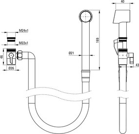 Bidetta Set Bidetta, cu suport fix, cu comutator de duș ANW_041C