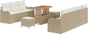 vidaXL Set de canapele pentru grădină cu pernă 10 pcs Bej și crem