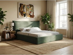 Pat matrimonial violet tapițat cu spațiu de depozitare cu somieră 140x200 cm Esala – Makamii