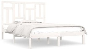 3104519 vidaXL Cadru de pat dublu, alb, 135x190 cm, lemn masiv de pin
