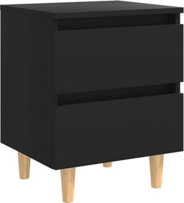 vidaXL Noptieră cu picioare lemn masiv pin, negru, 40x35x50 cm