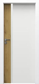 Usa de interior PORTA DUO din pal tubular si insertii de furnir natural - Model 4.A 140-180 mm, Alb / Stejar