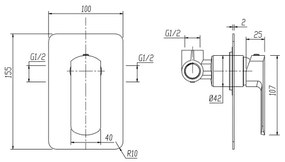 Sapho - Baterie de duș pentru instalare încastrată MIXONA, crom lucios