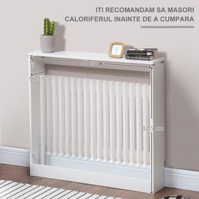 HOMCOM Masca Radiator Moderna din MDF si Otel Alb 90x18x84cm Protectie si Decor pentru Calorifer | Aosom Romania