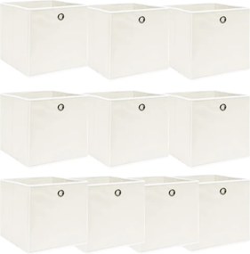 vidaXL Cutii depozitare, 10 buc., alb, 32x32x32 cm, textil