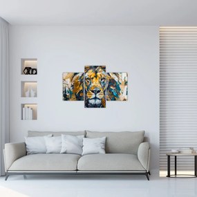 Tablou - pictură în ulei abstractă cu leu (90x60 cm)