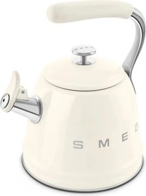 Ceainic cu fluier Smeg WKF01CR, 2,3 l, Inductie, Maner rece, Otel, Crem