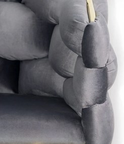 Scaun living gri din catifea cu picioare aurii metalice BUC 251