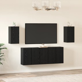 vidaXL Set comodă TV cu raft Pe perete 7 pcs Stejar negru 30.5 x 30 x 60 cm