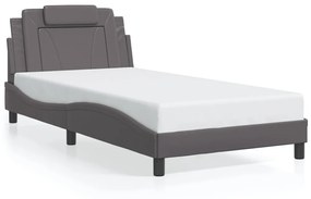 3214004 vidaXL Cadru de pat cu lumini LED, gri, 100x200 cm, piele ecologică