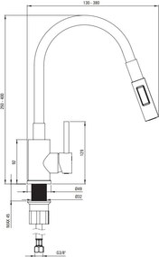 LUNO - Baterie de Bucătărie cu 2 Tipuri de Jet BOC_W740