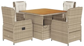 3262776 vidaXL Set mobilier de grădină cu perne, 5 piese, bej, poliratan