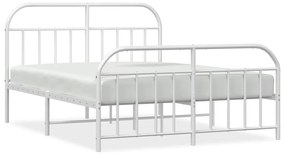 353704 vidaXL Cadru de pat metalic cu tăblie, alb, 150x200 cm