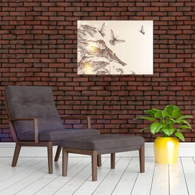 Tablou pe sticlă - Colibri (70x50 cm)