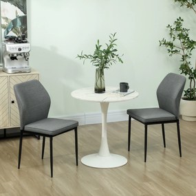 HOMCOM Set de 2 Scaune din Catifea cu Picioare Metalice, Spătar Curbat și Șezut Căptușit, 45x57x86 cm, Gri | Aosom Romania